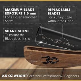 img 3 attached to 🪒 Black Widow Professional Barber Straight Razor with Straight Edge Blade (Wood, 1.5mm)"