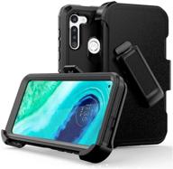 📱 high-quality heavy duty shield case for motorola moto g fast 2020 phone: maximum protection with belt clip and kickstand (black) logo