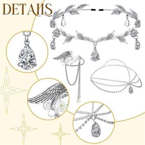img 2 attached to 🎄 Christmas Costume Party Props: 8-Piece Fairy Cosplay Set with Rhinestone Leaf Crown Headband, Rhinestone Drop Headpiece, Elf Ear Cuffs, and 2 Pairs Elf Ears for Women and Girls Dress Up Accessories