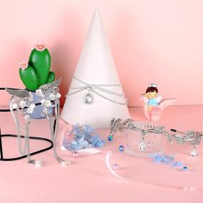 img 1 attached to 🎄 Christmas Costume Party Props: 8-Piece Fairy Cosplay Set with Rhinestone Leaf Crown Headband, Rhinestone Drop Headpiece, Elf Ear Cuffs, and 2 Pairs Elf Ears for Women and Girls Dress Up Accessories