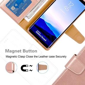 img 1 attached to 🌹 Rose Gold Arae Wallet Case: Compatible for Samsung Galaxy Note 8 with Kickstand and Flip Cover - A Perfect Fit!