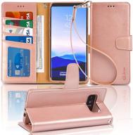 🌹 rose gold arae wallet case: compatible for samsung galaxy note 8 with kickstand and flip cover - a perfect fit! logo