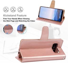 img 2 attached to 🌹 Rose Gold Arae Wallet Case: Compatible for Samsung Galaxy Note 8 with Kickstand and Flip Cover - A Perfect Fit!