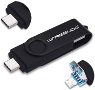 💻 wansenda 3 в 1 usb 3.0/3.1 флэш-накопитель: type-c, type-a, micro usb - 128 гб, чёрный логотип