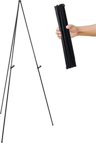 img 4 attached to 63-Inch High Steel Folding Display Easel by U.S. Art Supply - Easy Set-Up, Instant Collapse, Height Adjustable - Portable Tripod Stand for Presentations, Signs, Posters - Holds up to 5 lbs