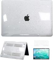 aokilom macbook air 13 inch case 2021 2020 2019 2018 release a2337 m1 a2179 a1932, transparent shining plastic hard shell case + keyboard cover + screen protector logo