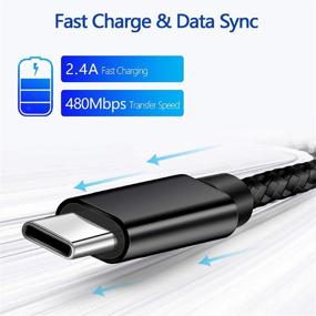 img 3 attached to 10ft USB C Cable - Type C Charging Cord for S9 Charger, Fast Charging Nylon Braided Cable 🔌 for Samsung Galaxy S10 S8 Plus Note9 8, Moto Z, Google Pixel, LG V40, BLU G9 Pro - Black