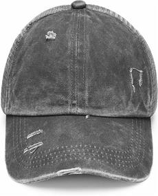 img 3 attached to Sparkling Glitter Distressed Mesh Ponytail Baseball Cap for Girls - High Messy Bun Hat for Kids - Criss Cross PonyCap Design