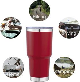 img 1 attached to 🍷 Haimo Stainless Steel Tumbler 30oz - Double Wall Insulated Vacuum Mug, Powder Coated Matte Finish, Transparent Lid (Wine Red)