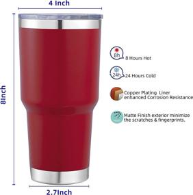 img 3 attached to 🍷 Haimo Stainless Steel Tumbler 30oz - Double Wall Insulated Vacuum Mug, Powder Coated Matte Finish, Transparent Lid (Wine Red)