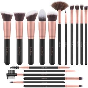 img 4 attached to 💄 EmaxDesign Makeup Brushes Set: 17-Piece Premium Synthetic Foundation Brush, Powder Blending, Blush, Concealer, Eye Face, Liquid, Powder, Cream, Cosmetics Brushes Kit - Rose Gold