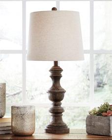 img 3 attached to 🏡 Set of 2 Signature Design by Ashley Magaly Cottage Table Lamps, 27.65-inch Height, Brown