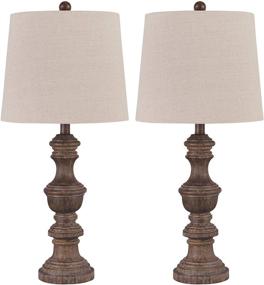 img 4 attached to 🏡 Set of 2 Signature Design by Ashley Magaly Cottage Table Lamps, 27.65-inch Height, Brown