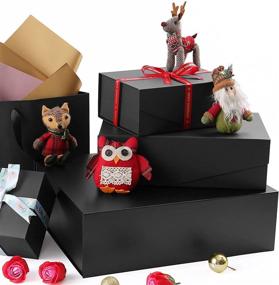 img 1 attached to 🎁 JINMING Extra Large Gift Box with Lid - Ideal for Clothes and Large Gifts, 17x14.5x5.5 Inches, Matte Black Finish