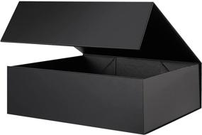 img 4 attached to 🎁 JINMING Дополнительно большая подарочная коробка с крышкой - идеально подходит для одежды и крупных подарков, 17x14.5x5.5 дюймов, матовая черная отделка