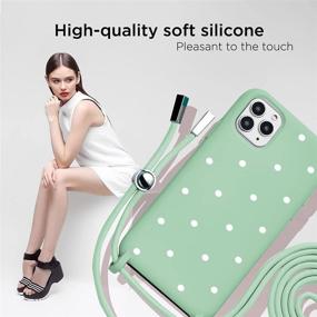 img 3 attached to 📱 Light Green Soft Silicone Crossbody Lanyard Bumper iPhone Xs Max Case with Cord Strap - Patterned White Dots