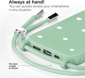 img 2 attached to 📱 Light Green Soft Silicone Crossbody Lanyard Bumper iPhone Xs Max Case with Cord Strap - Patterned White Dots