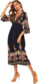 img 2 attached to 🌸 ROMWE Women's Bohemian Floral Multicolored Dresses: Trendy and Vibrant Women's Clothing