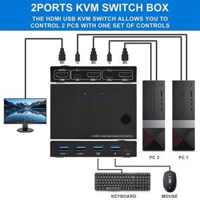 img 3 attached to High-Performance USB HDMI KVM Switch: Share 1 HD Monitor and 3 USB Devices with 2 Computers, 4K Support