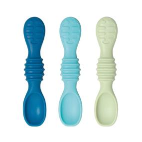img 4 attached to Bumkins Silicone Utensils for Dipping & Feeding, Baby Led Weaning Training Spoons - Ages 3 Months+ (3-Pack)