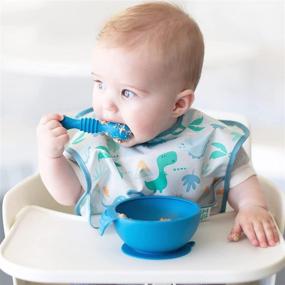 img 1 attached to Bumkins Silicone Utensils for Dipping & Feeding, Baby Led Weaning Training Spoons - Ages 3 Months+ (3-Pack)