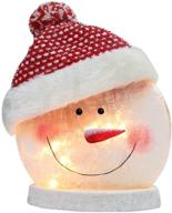 🎅 huthomery christmas snowman lights: electric lighted glass snowman ball night light lamp with santa claus hat for festive xmas holiday décor logo