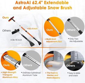 img 1 attached to 🧤 AstroAI 62.4" Ice Scraper and Extendable Snow Brush for Car Windshield - Perfect Gift for Christmas - Foam Grip and 360° Pivoting Brush Head - Ideal for Car Auto Truck SUV (Orange)