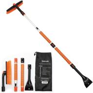 🧤 astroai 62.4" ice scraper and extendable snow brush for car windshield - perfect gift for christmas - foam grip and 360° pivoting brush head - ideal for car auto truck suv (orange) logo