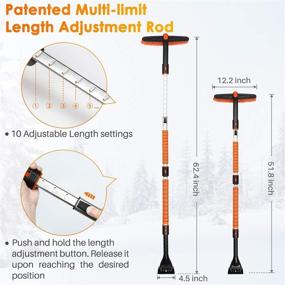 img 2 attached to 🧤 AstroAI 62.4" Ice Scraper and Extendable Snow Brush for Car Windshield - Perfect Gift for Christmas - Foam Grip and 360° Pivoting Brush Head - Ideal for Car Auto Truck SUV (Orange)