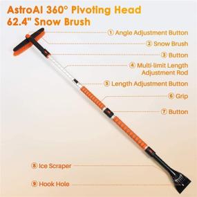 img 3 attached to 🧤 AstroAI 62.4" Ice Scraper and Extendable Snow Brush for Car Windshield - Perfect Gift for Christmas - Foam Grip and 360° Pivoting Brush Head - Ideal for Car Auto Truck SUV (Orange)