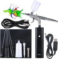 32psi upgraded portable cordless airbrush kit by usecl - dual action handheld airbrush set with air compressor, perfect for cake decor, art, makeup, model painting, tattoo, nail - includes 1.2m hose logo