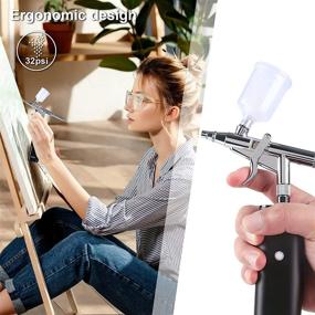 img 1 attached to 32PSI Upgraded Portable Cordless Airbrush Kit by USECL - Dual Action Handheld Airbrush Set with Air Compressor, Perfect for Cake Decor, Art, Makeup, Model Painting, Tattoo, Nail - Includes 1.2m Hose