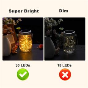 img 2 attached to 🌞 6 Pack Outdoor Hanging Solar Lights - Mason Jar Solar Lanterns with 30 LEDs, Waterproof Fairy Lights for Patio Garden - Includes Hangers and Jars, Warm White