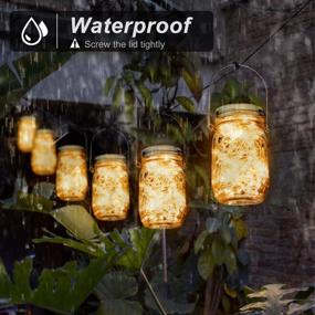 img 3 attached to 🌞 6 Pack Outdoor Hanging Solar Lights - Mason Jar Solar Lanterns with 30 LEDs, Waterproof Fairy Lights for Patio Garden - Includes Hangers and Jars, Warm White