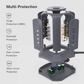 img 1 attached to 💡 JACKYLED Удлинитель сетевой розетки с защитой от перенапряжения и USB-портами 110-240V, 10Ft удлинительный кабель, зарядная станция, огнестойкая розетка с 9 розетками переменного тока и 4 умными USB-портами, серый