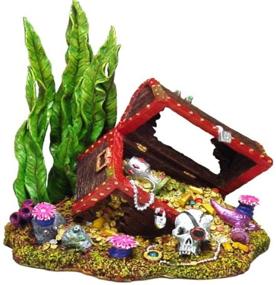 img 1 attached to Captivating Exotic Environments: Sunken Treasure Chest Aquarium Ornament