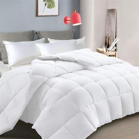 img 4 attached to 🛏️ Premium Reversible Down Alternative Comforter | All Season Duvet Insert | Queen/Full Size | Fluffy Lightweight Bedding with Corner Tabs - White