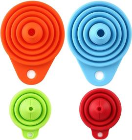 img 2 attached to 🔖 4-Pack Siasky Silicone Collapsible Funnels for Kitchen - Food Grade, Foldable Funnels for Easy Transfer of Water, Bottled Liquids & Powders