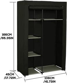 img 1 attached to 👕 JEROAL Closet Wardrobe: Portable Clothes Storage Organizer with Multi-Tier Shelves and Dustproof Non-Woven Fabric Cover - 41.73x17.72x65.35 in (WxDxH), Black