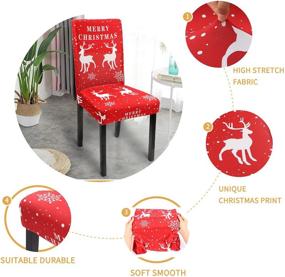 img 2 attached to 🎅 Set of 4 Christmas Chair Covers - Removable & Washable Xmas Dining Chair Back Covers, Red Festive Chair Covers for Christmas Kitchen Decor, Restaurant Party & Home Decor