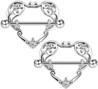 💎 cocharm 14g heart nipple rings: stunning surgical steel cz barbells for women's nipple piercings in gold/silver/rose gold logo