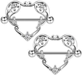 img 4 attached to 💎 COCHARM 14G Heart Nipple Rings: Stunning Surgical Steel CZ Barbells for Women's Nipple Piercings in Gold/Silver/Rose Gold