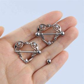 img 1 attached to 💎 COCHARM 14G Heart Nipple Rings: Stunning Surgical Steel CZ Barbells for Women's Nipple Piercings in Gold/Silver/Rose Gold