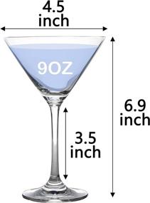 img 3 attached to 🍸 Premium Set of 4 JEKOSEN Crystal Martini Cocktail Glasses – Lead-Free, Clear, and Strong, 9 Ounce Capacity