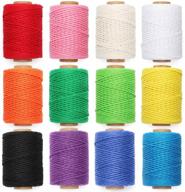 🧶 "хулисен макраме-шнур: 3 мм x 32 ярда натуральный хлопковый шнур - 12 рулонов вязаного цветного макраме-шнура для рукоделия, вязания, произведений искусства, настенных подвесок, подвесных горшков, рождества логотип