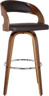 🪑 armen living shelly 26-inch counter height barstool in brown faux leather with walnut wood finish логотип