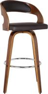 🪑 armen living shelly 26-inch counter height barstool in brown faux leather with walnut wood finish logo