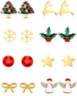 🎄 must-have 8 pairs christmas charm stud earrings set: festive holiday earrings for women & girls logo