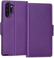 fyy samsung galaxy note 10 plus case/galaxy note 10 plus 5g case - premium cowhide leather wallet case with rfid blocking, kickstand, and card slots for galaxy note 10 plus/note 10 plus 5g - purple logo