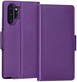 img 4 attached to FYY Samsung Galaxy Note 10 Plus Case/Galaxy Note 10 Plus 5G Case - Premium Cowhide Leather Wallet Case with RFID Blocking, Kickstand, and Card Slots for Galaxy Note 10 Plus/Note 10 Plus 5G - Purple